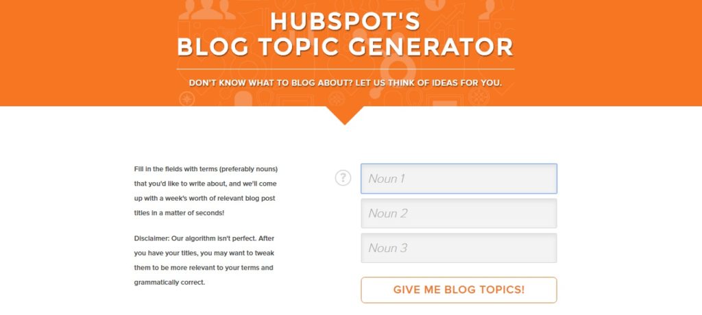 Hubspot's Blog Topic Generator