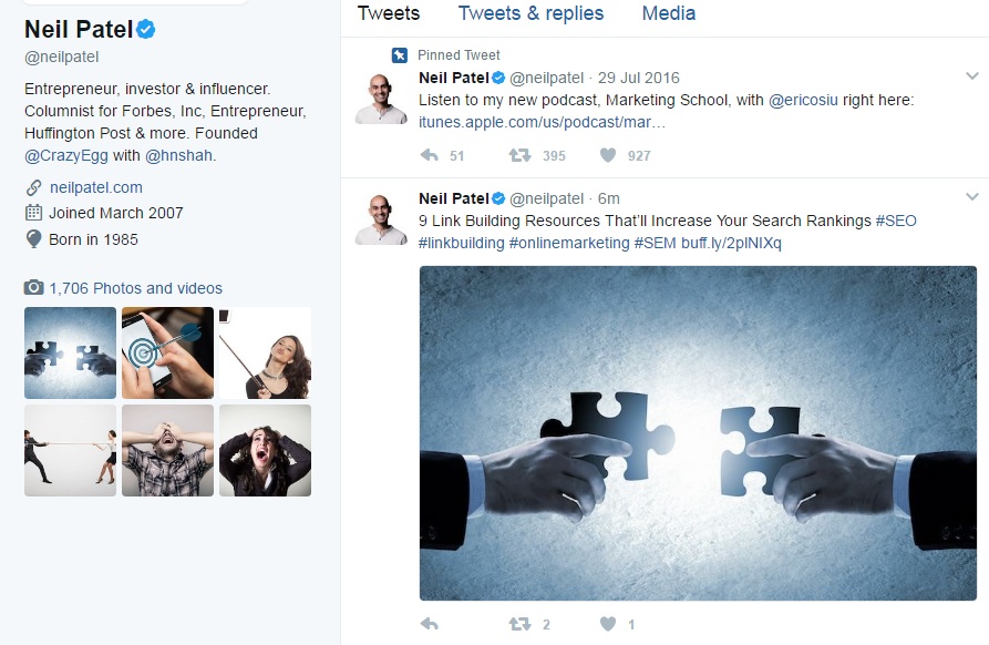 Neil Patel Twitter Feed